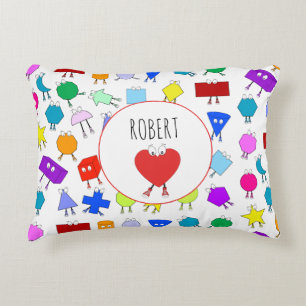 Colorful 2D & 3D Geometric Shapes Pattern for Kids Accent Pillow