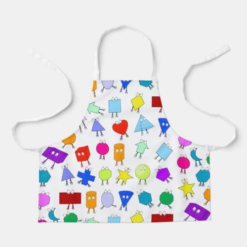 Colorful 2D  3D Geometric Shapes Pattern for Kids Apron