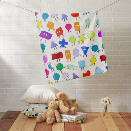 Colorful 2D  3D Geometric Shapes Pattern for Kids Baby Blanket