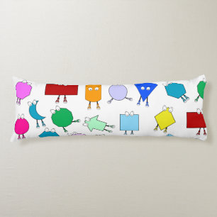 Colorful 2D & 3D Geometric Shapes Pattern for Kids Body Pillow