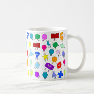 Colorful 2D & 3D Geometric Shapes Pattern for Kids Coffee Mug