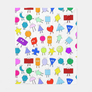 Colorful 2D & 3D Geometric Shapes Pattern for Kids Fleece Blanket