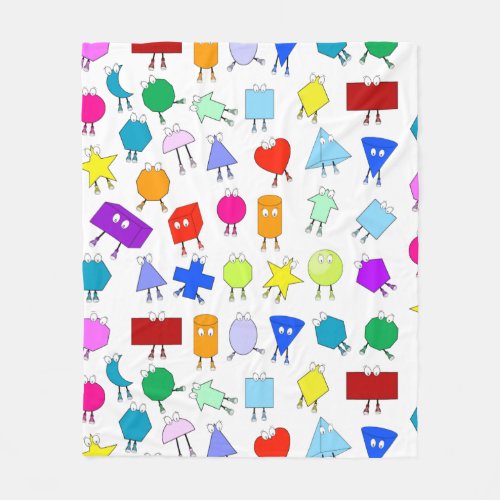 Colorful 2D  3D Geometric Shapes Pattern for Kids Fleece Blanket