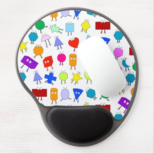 Colorful 2D  3D Geometric Shapes Pattern for Kids Gel Mouse Pad