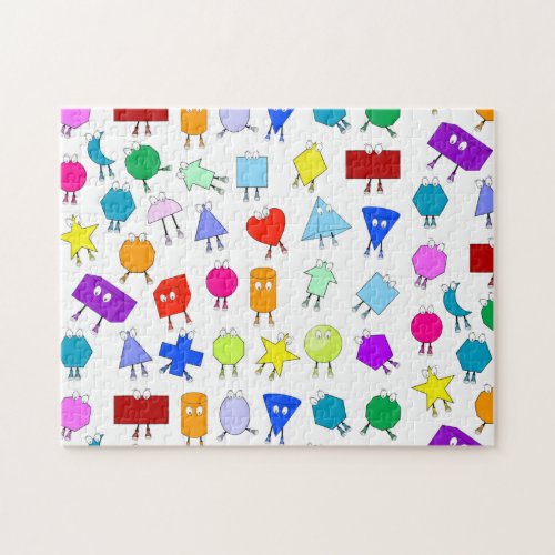 Colorful 2D  3D Geometric Shapes Pattern for Kids Jigsaw Puzzle