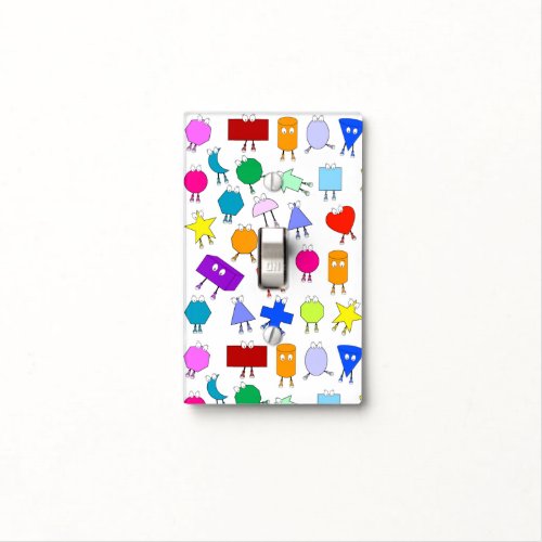 Colorful 2D  3D Geometric Shapes Pattern for Kids Light Switch Cover