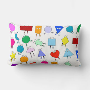 Colorful 2D & 3D Geometric Shapes Pattern for Kids Lumbar Pillow