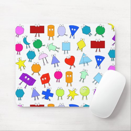 Colorful 2D  3D Geometric Shapes Pattern for Kids Mouse Pad