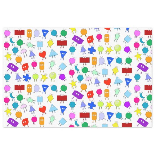 Colorful 2D  3D Geometric Shapes Pattern for Kids Tissue Paper