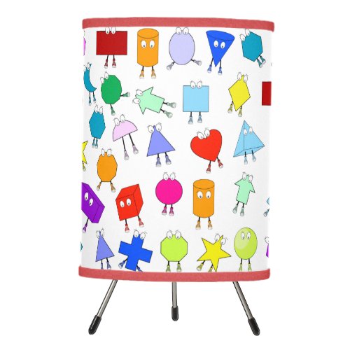 Colorful 2D  3D Geometric Shapes Pattern for Kids Tripod Lamp