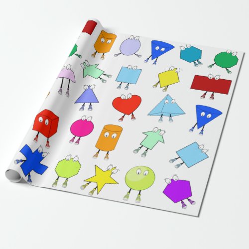 Colorful 2D  3D Geometric Shapes Pattern for Kids Wrapping Paper