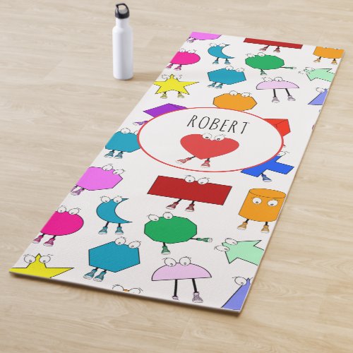 Colorful 2D  3D Geometric Shapes Pattern for Kids Yoga Mat