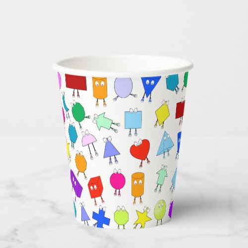 Colorful 2D  3D Geometric Shapes Pattern  Paper Cups