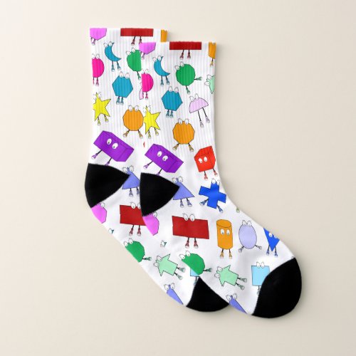 Colorful 2D  3D Geometric Shapes Pattern Socks