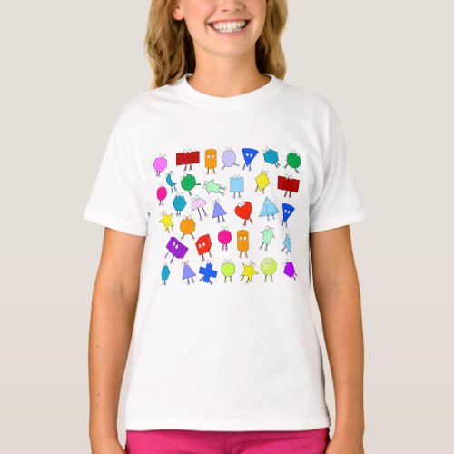 Colorful 2D  3D Geometric Shapes Pattern T_Shirt