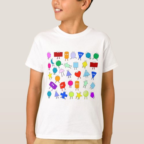 Colorful 2D  3D Geometric Shapes Pattern T_Shirt