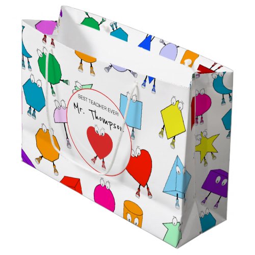 Colorful 2D  3D Geometric Shapes Teacher Gift Large Gift Bag