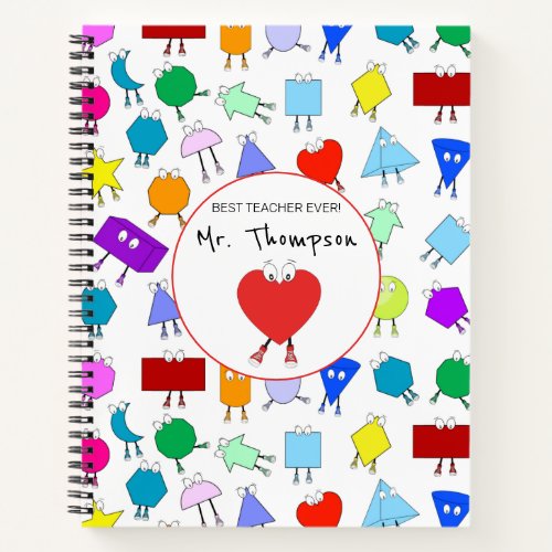 Colorful 2D  3D Geometric Shapes Teacher Gift Notebook