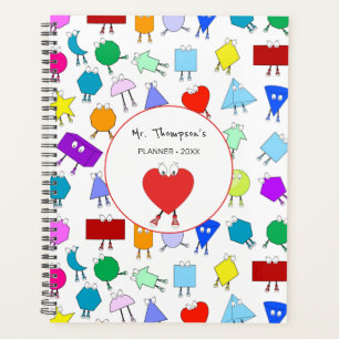 Colorful 2D & 3D Geometric Shapes Teacher Gift Planner