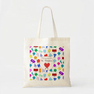 Colorful 2D & 3D Geometric Shapes Teacher Gift Tote Bag