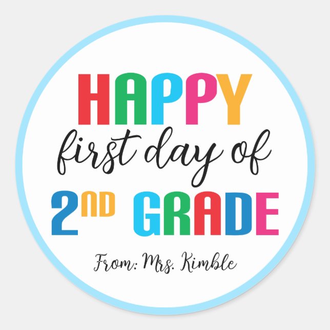 Colorful 2nd Grade School Sticker (Front)