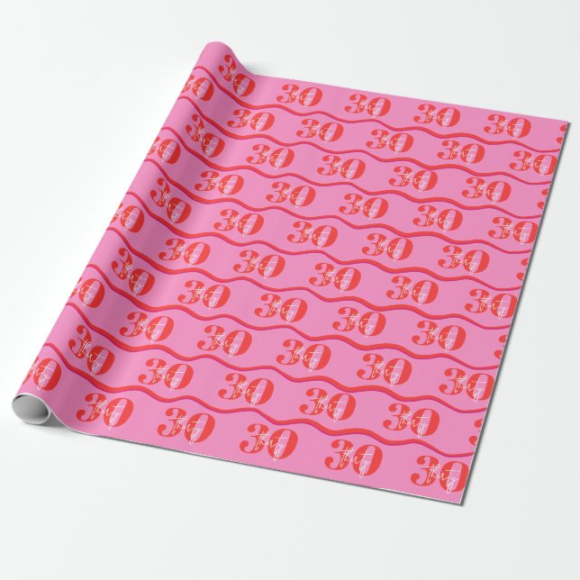 Colorful 30th Birthday Gift Wrap (Unrolled)