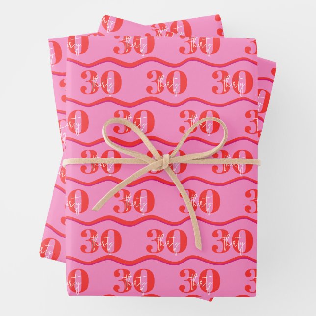 Colorful 30th Birthday Gift Wrap (In situ)