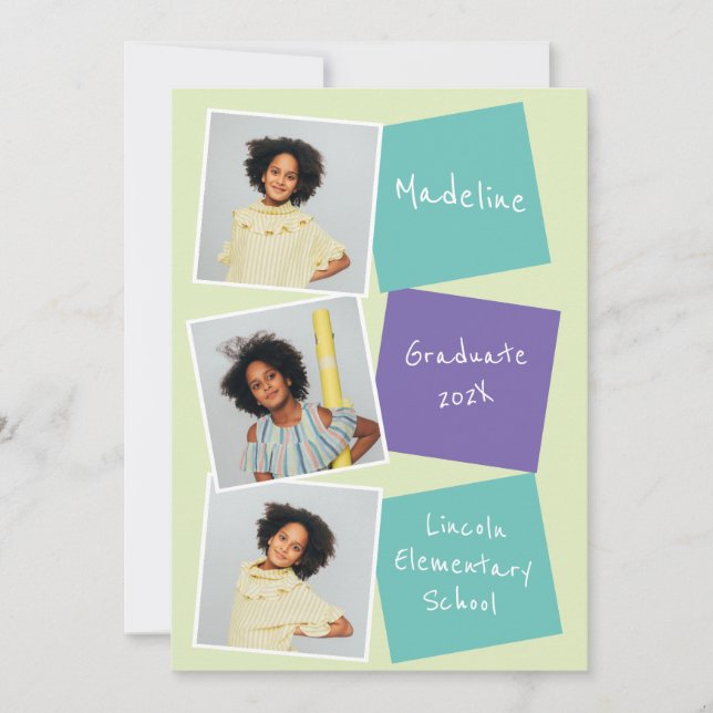 Colorful 3 Photo Elementary  Announcement (Front)