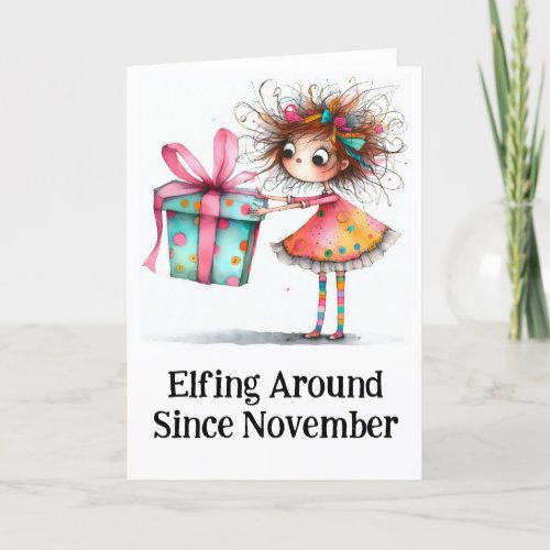 **  Colorful 3 Whimsical Christmas Girl Gift AP97  Thank You Card