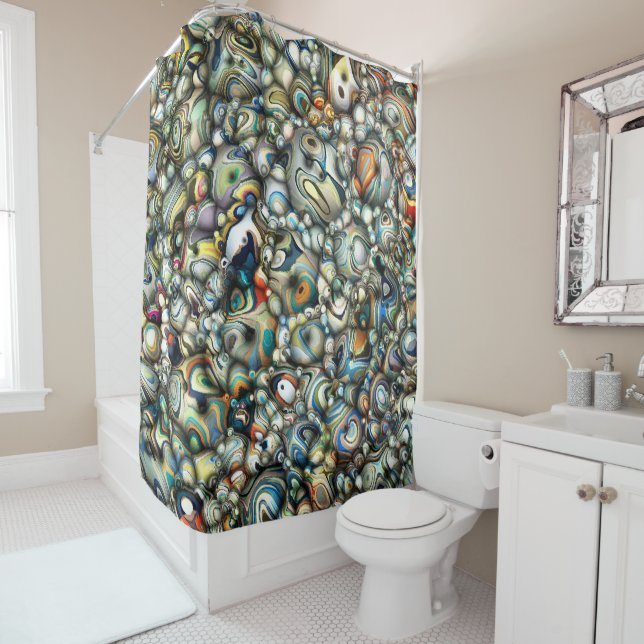 Colorful 3D Abstract Shower Curtain (In Situ)