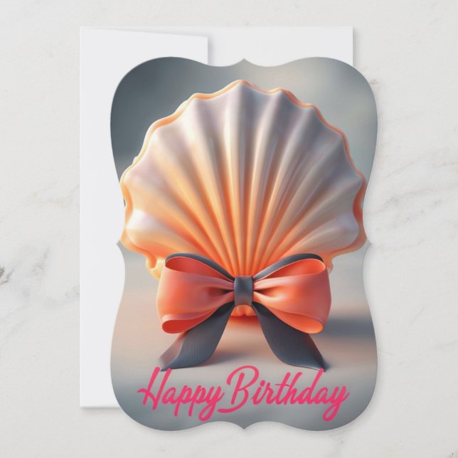 Colorful 3D Birthday Card With Shell And Bow (Front)
