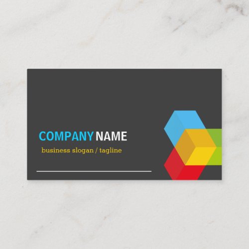 Colorful 3D Cube Logo - Creative Modern Dark Business Card Template