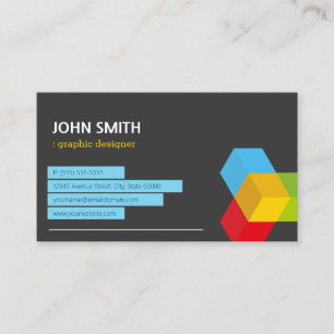 Colorful 3D Cube Logo - Creative Modern Dark Business Card