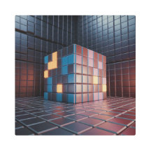 Colorful 3D Cubes Metal Print