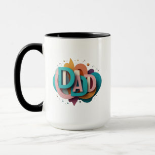 Colorful 3D “DAD” Graphic Design Coffee Mug