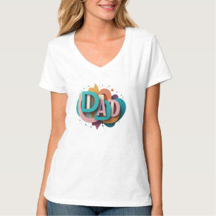 Colorful 3D “DAD” Graphic Design Women's T-Shirt