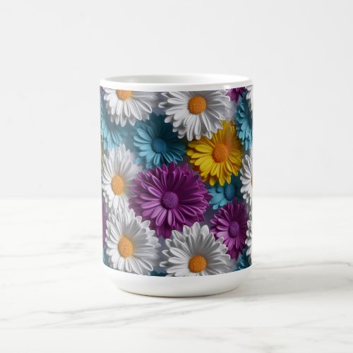 Colorful 3D Daisy Seamless Pattern Coffee Mug