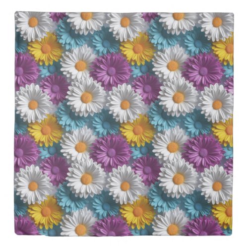 Colorful 3D Daisy Seamless Pattern Duvet Cover