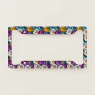 Colorful 3D Daisy Seamless Pattern License Plate Frame