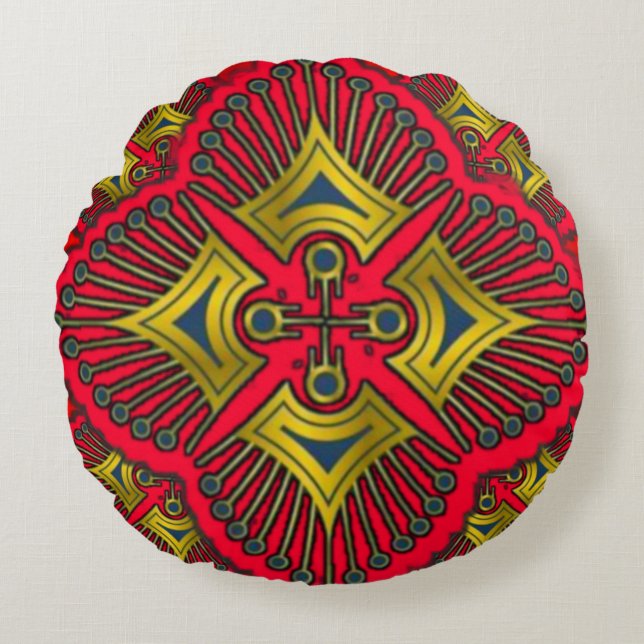 Colorful 3D Digital Design Round Throw Pillow (Front)