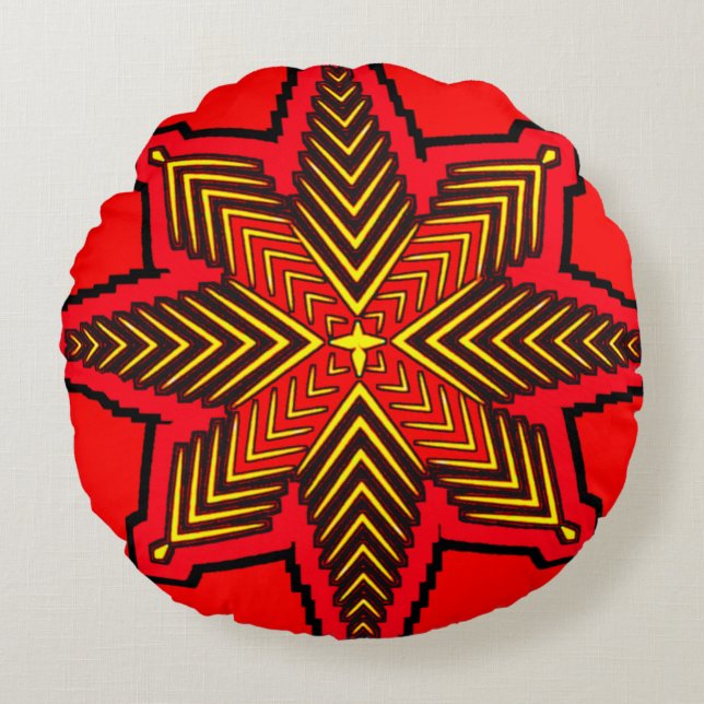 Colorful 3D Digital Design Round Throw Pillow  (Front)