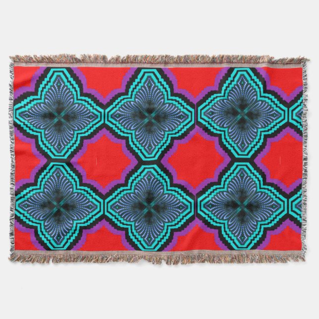 Colorful 3D Digital Design Throw Blanket (Front)