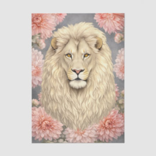 Colorful 3D Florals & Lion Charcoal Background Tissue Paper