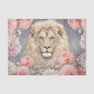 Colorful 3D Florals & Lion Charcoal Background Tissue Paper