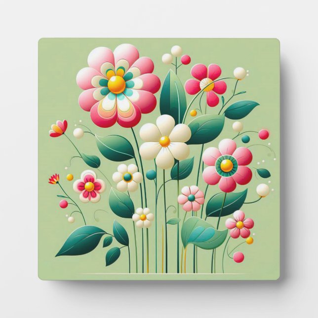 Colorful 3d flowers plaque (Front)