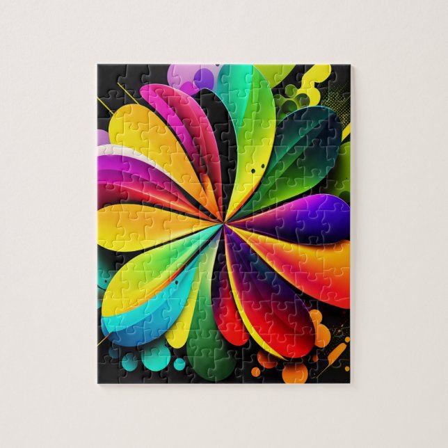 Colorful 3D Geometric Abstract Jigsaw Puzzle (Vertical)