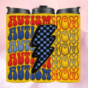 Colorful 3D Inflated Autism Mom Tumbler! Thermal Tumbler
