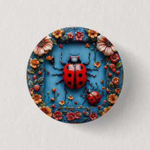Colorful 3d ladybug button