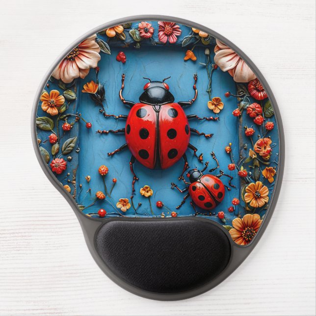Colorful 3d ladybug gel mouse pad (Front)