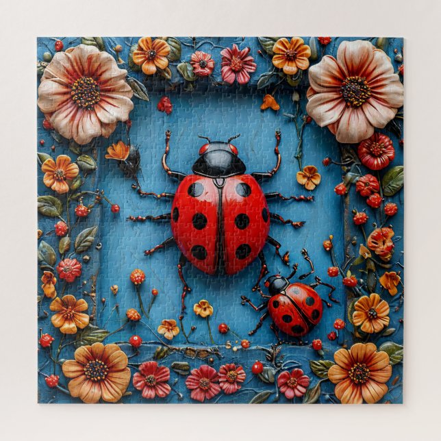 Colorful 3d ladybug jigsaw puzzle (Vertical)